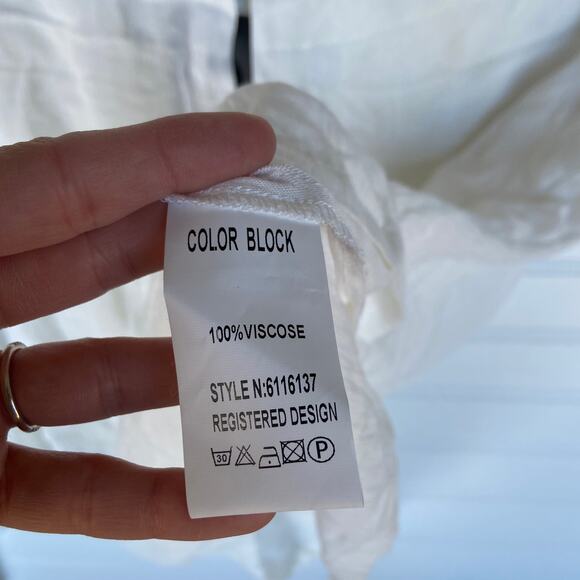 Color Block S White Boho Doleman Sleeve Embroidered Butterfly Boho Blouse - Picture 6 of 9